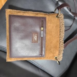 UGG Australia Suede Leather Sherling Sheepskin Crossbody Messenger Bag
